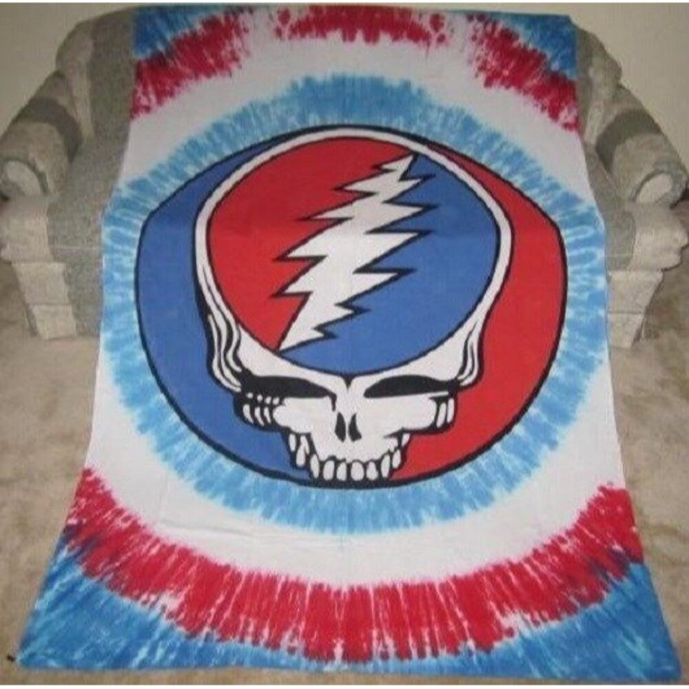 New Grateful Dead Steal Your Face Red White Blue Large Tapestry Bed Cover 60X90 - Picture 3 of 4